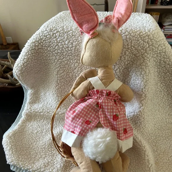 Large Annalee Spring Bunny with Basket Strawberry Dress